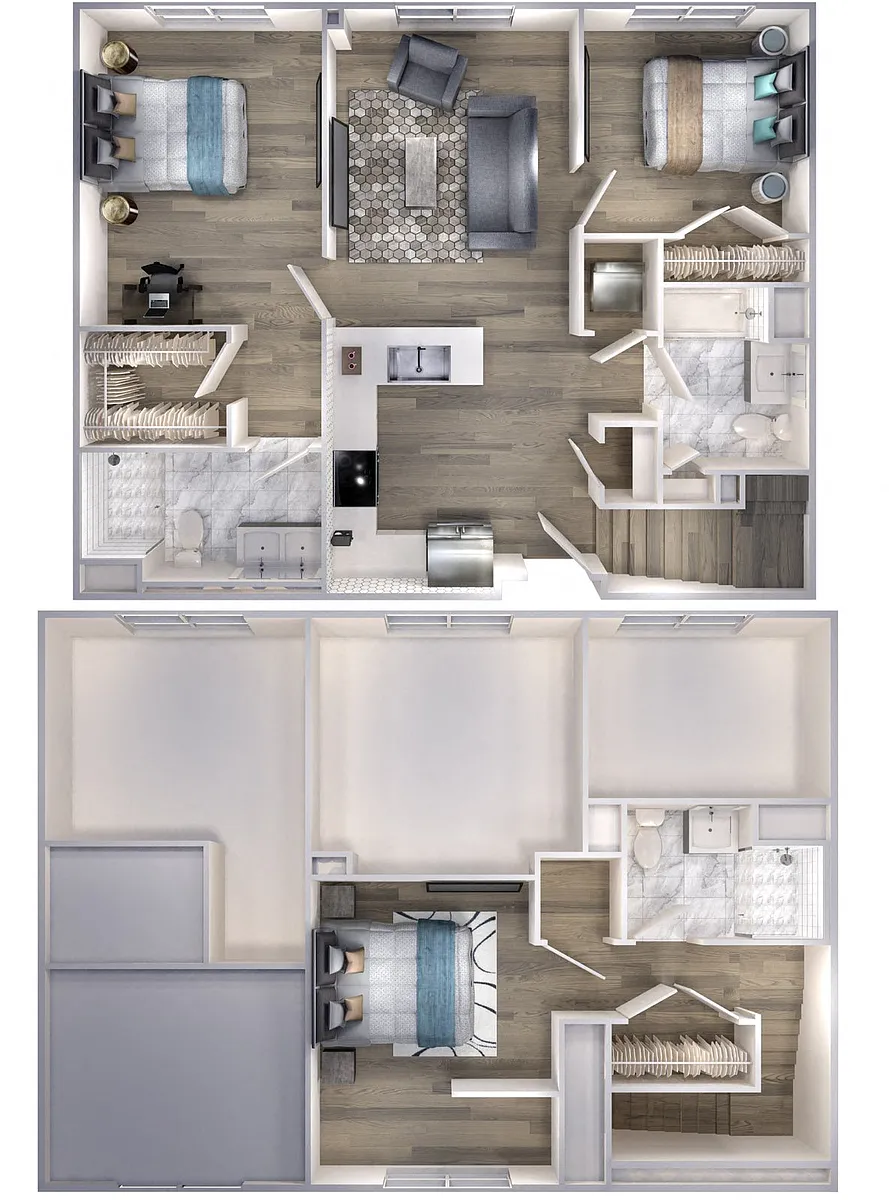 Floor plan Avenue F | 2 Bed/3 Bath Loft-C1D