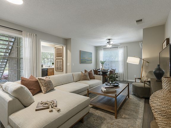 Open living room and dining area