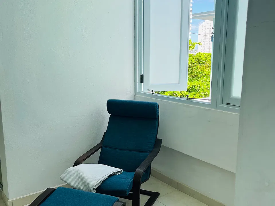 additional area in the bedroom. Could be a home office space