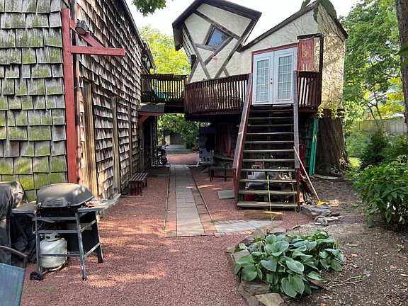 You go up these stairs to access the apartment.