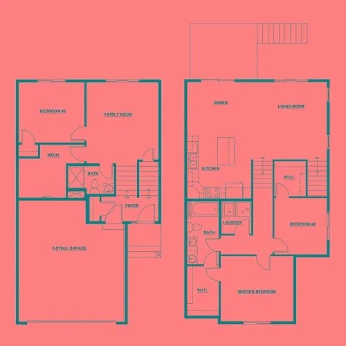 Floor plan 3 Bed / 2 Bath 1.666 sq. ft.