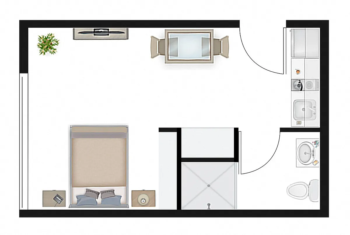 Floor plan Studio 1.1 (Furnished)