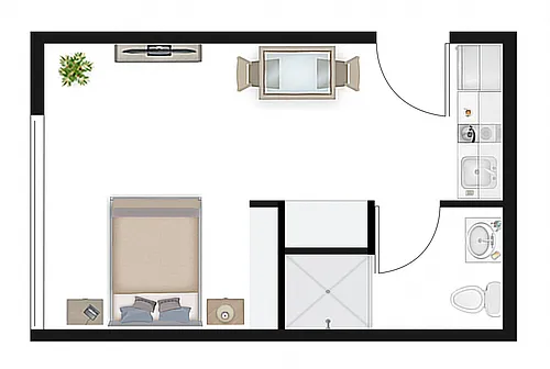 Floor plan Studio 1.1 (Furnished)