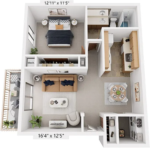 Floor plan One Bedroom Seville