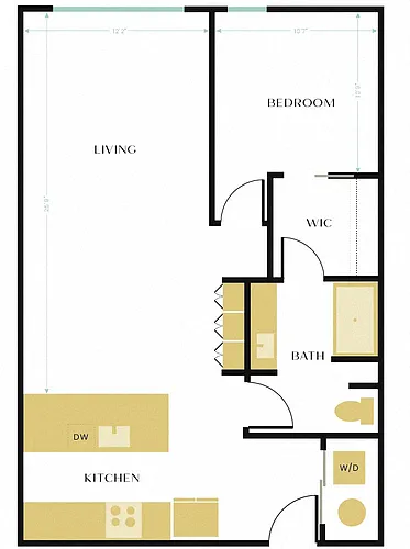 Floor plan A3 (1BD/1BA)