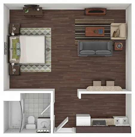 410 sq ft Studio Standard Floorplan 410 sq ft Studio Standard Floorplan