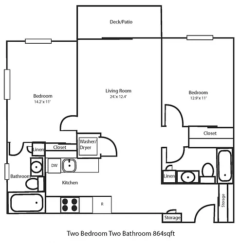 Floor plan Two Bedroom A - Renovated