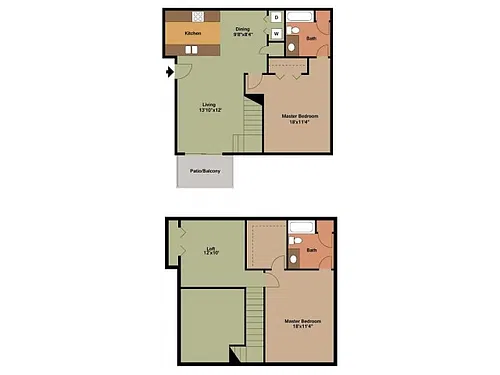 Floor plan 2 Bedroom, 2 Bathroom Townhome