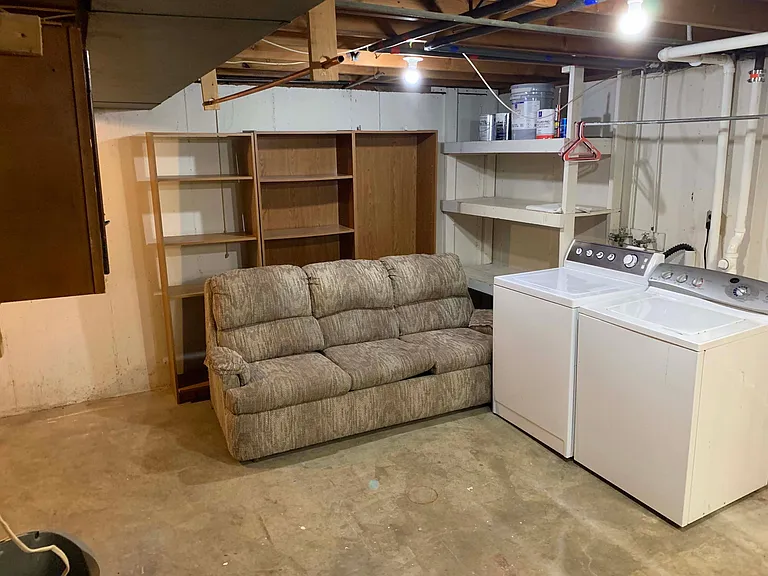 Unfinished basement laundry, utility, storage