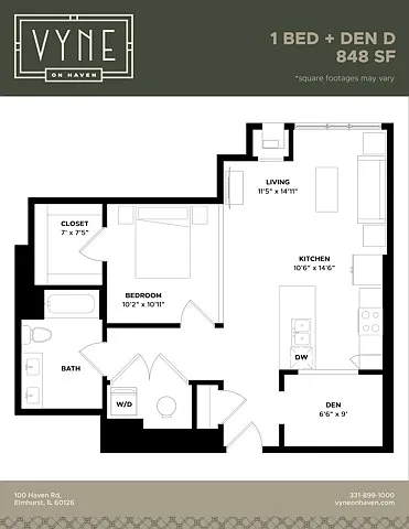 Floor plan 1 BED+D - D