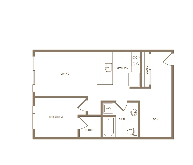 Floor plan A9 1x1 with Den