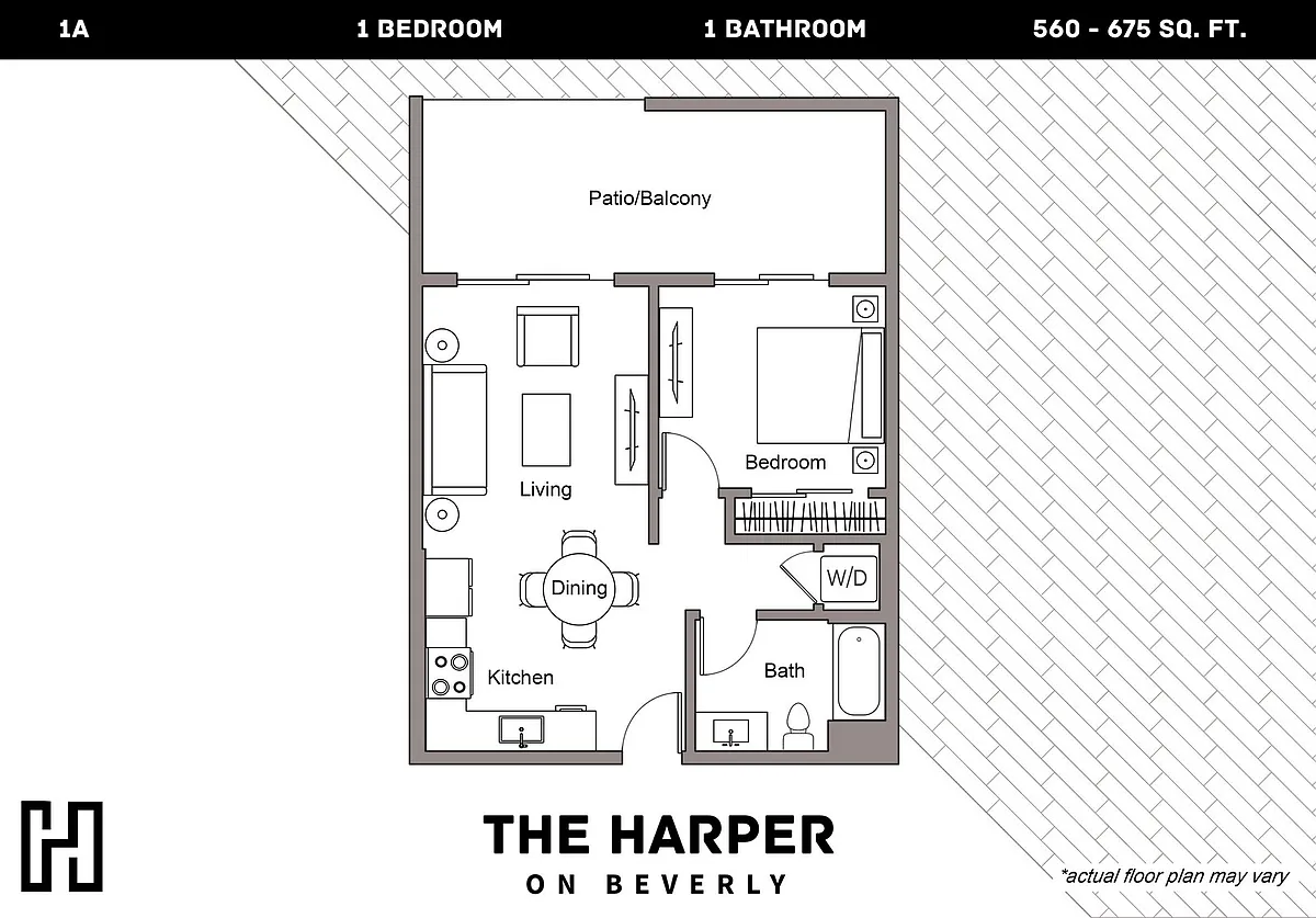 Floor plan Plan A - 1 Bedroom, 1 Bath