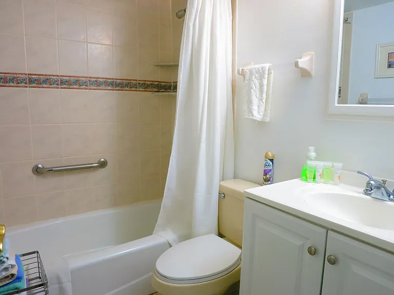 Full bathroom with a tub and new vanity