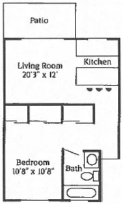 Floor plan 1B 1B Patio