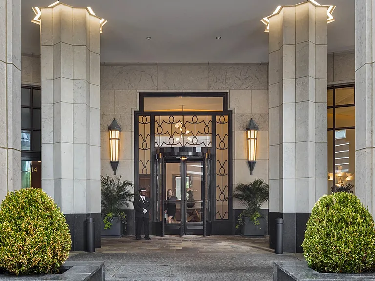 Grand lobby with 24-hour concierge and doorman.