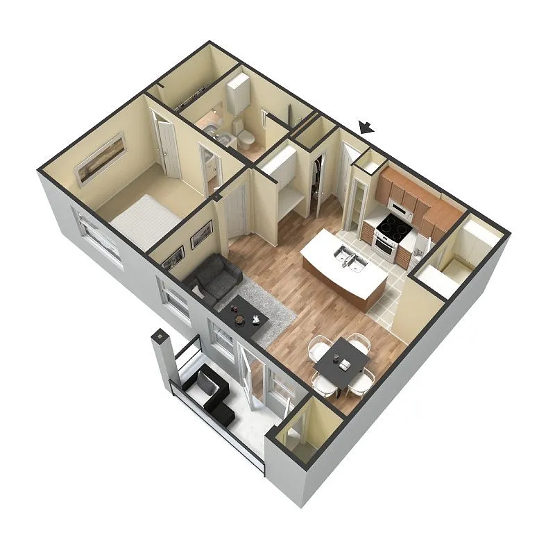 Floor plan One-bedroom One Bath