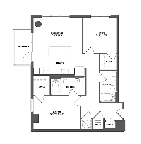 Floor plan 2 Bed/2 Bath-BHJ1