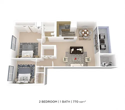 Floor plan Two Bedroom- 770 sqft