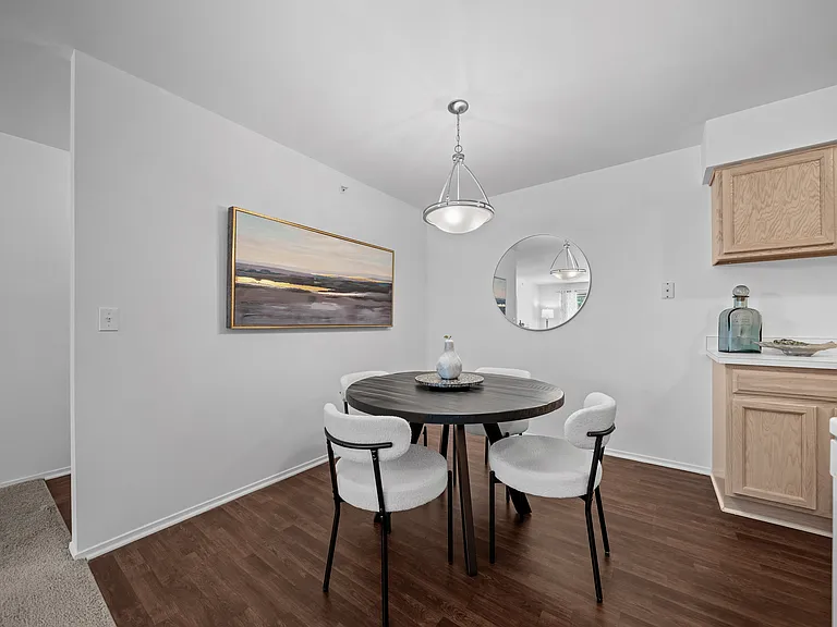 Large kitchen and dining room at Prentiss Pointe Apartments in Harrison Township, MI