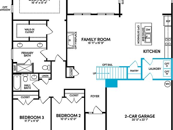 The main level with stairs to optional upper level floor plan of the Savoy II at Heritage Shores by