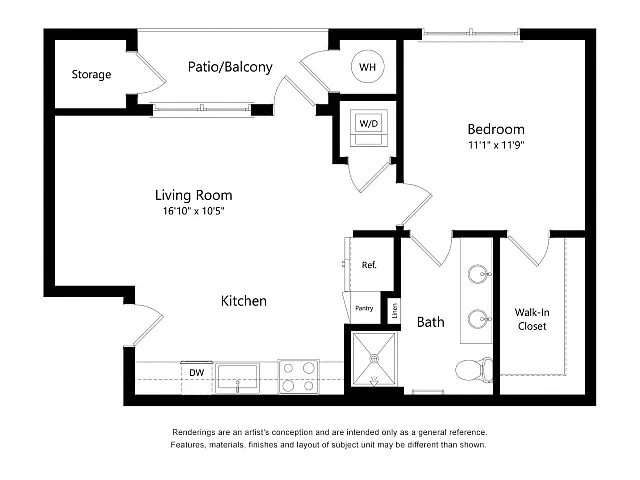 Floor plan 1X1 B