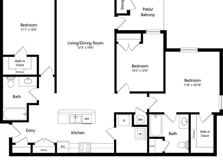 3 Bedroom | 2 Bath | 1233 SF 3 Bedroom | 2 Bath | 1233 SF
