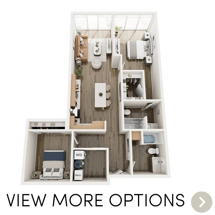 Floor plan 2 Bedroom, 2 Bathroom (Bldg. A)