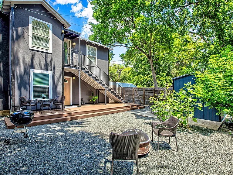 blue shed visible on right is for owner's personal use