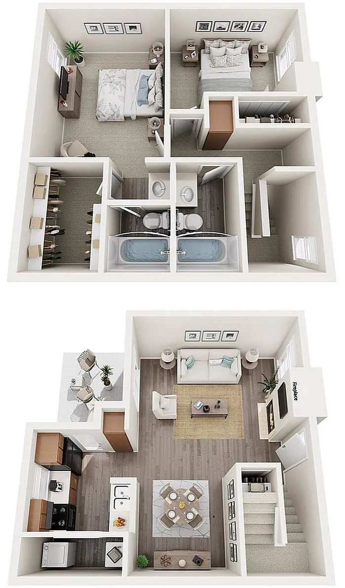 Floor plan C1 - Two Bedroom Townhome