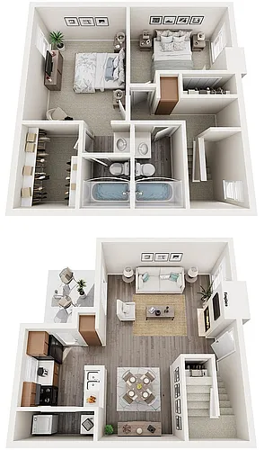 Floor plan C1 - Two Bedroom Townhome