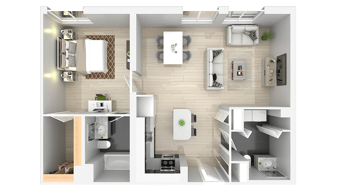 Floor plan Waters Pointe 1 Bdrm - A