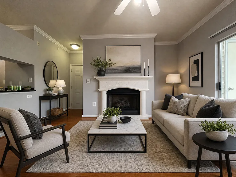 Virtually staged living room