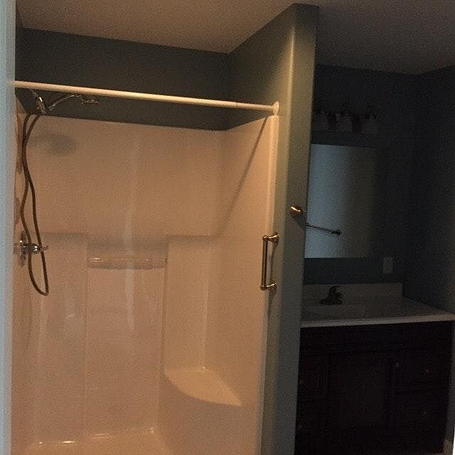 Large bathroom with walk in shower