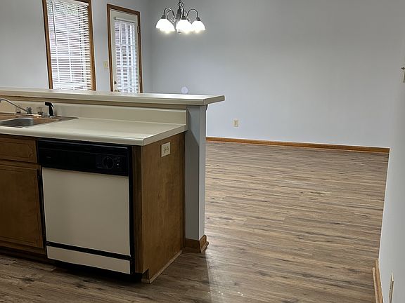 view from kitchen to dining space