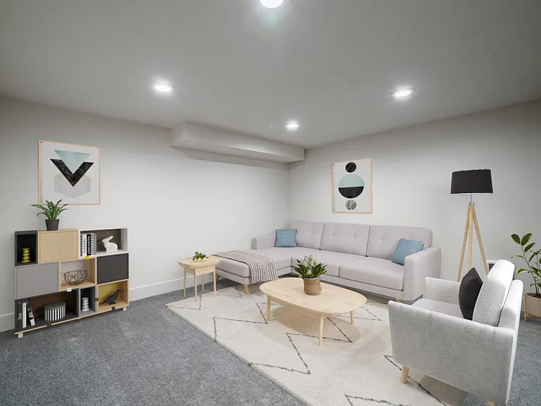 This image shows a virtually furnished space. This space comes unfurnished.