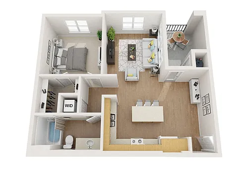 Floor plan A3: 1 Bed 1 Bath