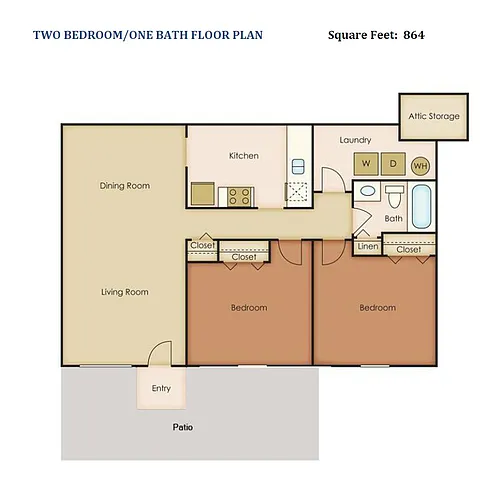 Floor plan Laurel Oaks 2 Bedrooms