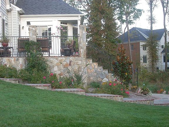 Side View stone elevated patio