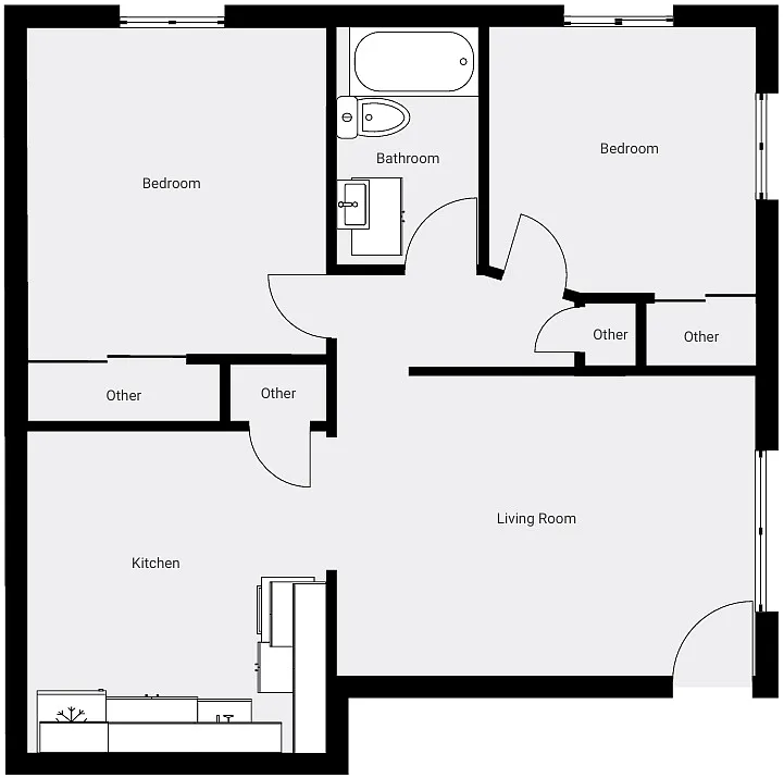 Floor plan 2 Bed Premium