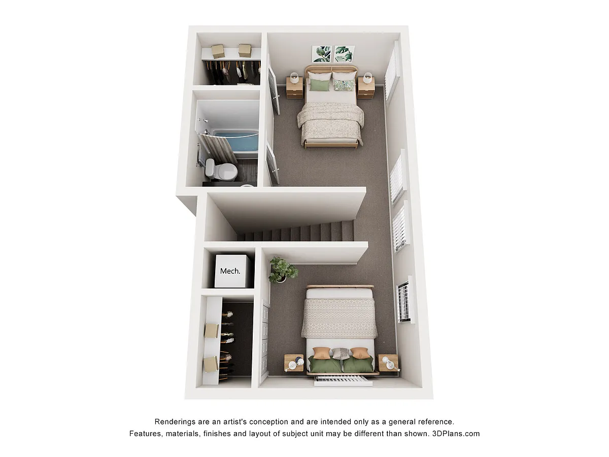 Floor plan 3 Bedrooms, 2 Baths & Den