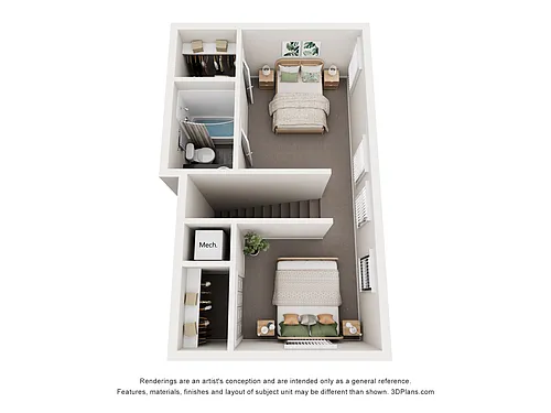 Floor plan 3 Bedrooms, 2 Baths & Den