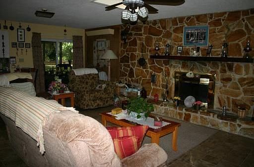 Family Room w/ stone fireplace