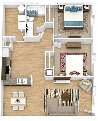 Floor plan 2Bed 1 Bath