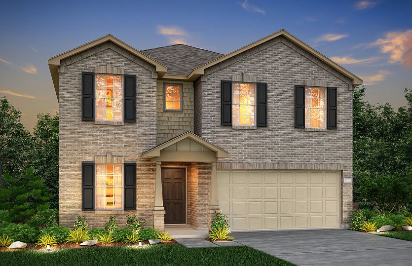 The Kisko, a two-story home with 2-car garage, shown with Home Exterior O