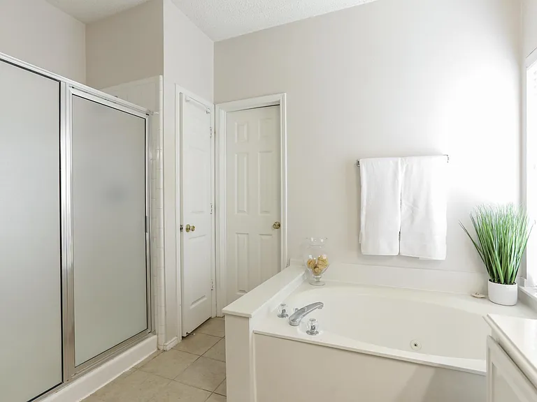 Primary bathroom with separate shower and large soaking tub
