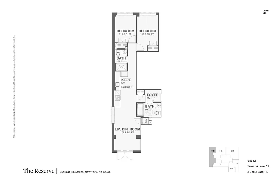 Floor plan 2 Bedroom 2 Bathroom B