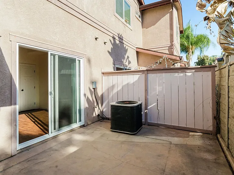 Private porch at The Nines Townhomes in Escondido, California.