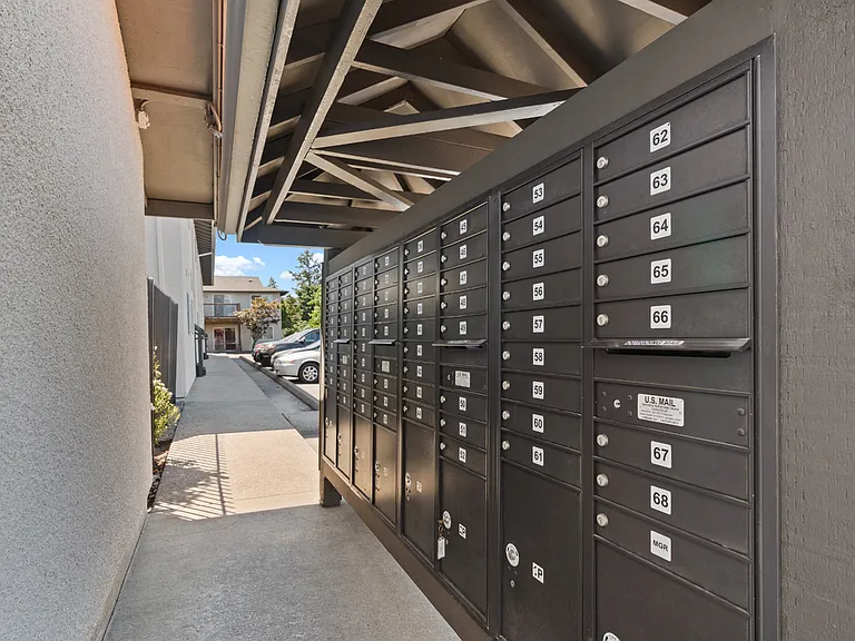 Convenient covered mailboxes located within the Palisades Apartments community in Tacoma.