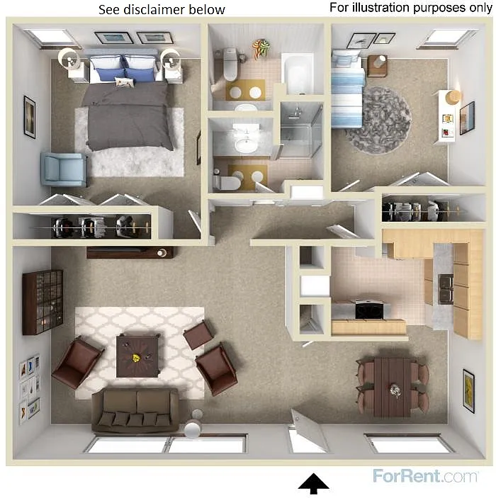 Floor plan Two Bedroom Two Bathroom