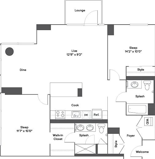 B7T 2-Bedroom Floorplan B7T 2-Bedroom Floorplan